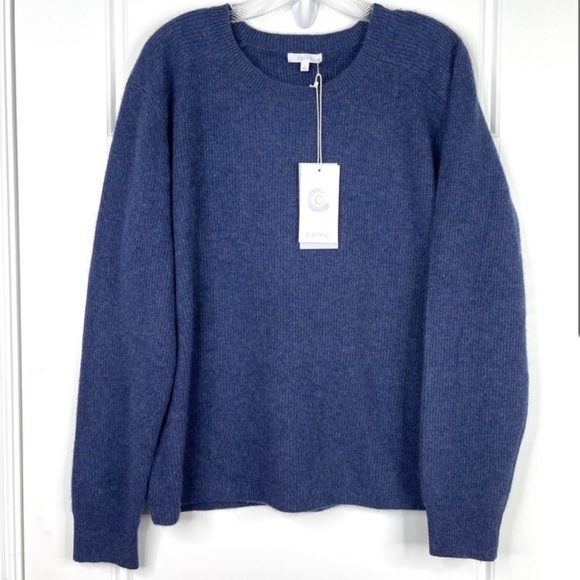 JOHNNY WAS CALME 100% Cashmere NEW Ribbed Pullover Sweater Blue NEW Size L,New Products : American Fashion Style Bags On Sale